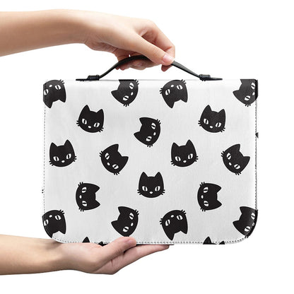 Black And White Cat Pattern Print Leather Bible Cover