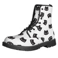 Black And White Cat Pattern Print Lace-Up Boots