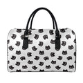 Black And White Cat Pattern Print Leather Duffel Bag