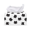 Black And White Cat Pattern Print Leather Tissue Box Cover