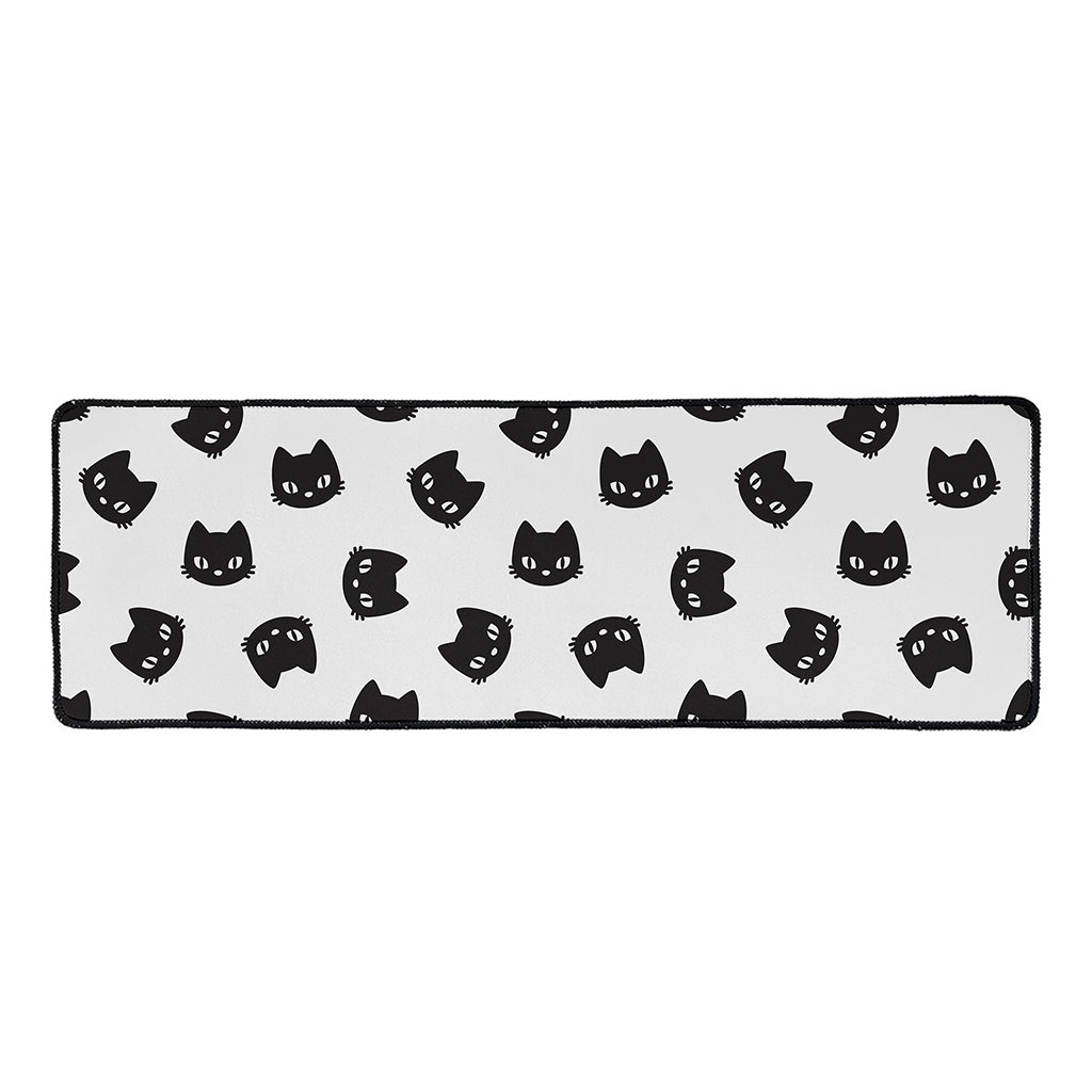Black And White Cat Pattern Print Long Kitchen Mat