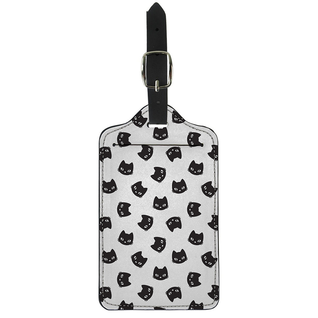 Black And White Cat Pattern Print Luggage Tag