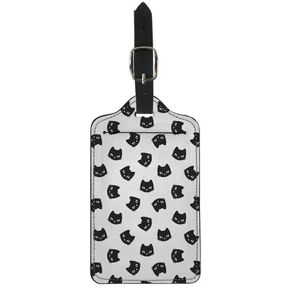 Black And White Cat Pattern Print Luggage Tag
