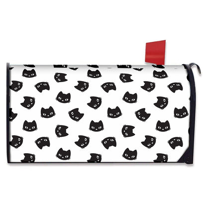Black And White Cat Pattern Print Mailbox Cover
