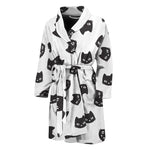 Black And White Cat Pattern Print Men's Bathrobe