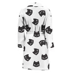 Black And White Cat Pattern Print Men's Bathrobe