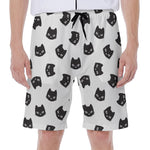 Black And White Cat Pattern Print Men's Beach Shorts