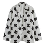 Black And White Cat Pattern Print Men's Blazer