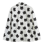Black And White Cat Pattern Print Men's Blazer