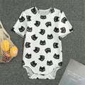 Black And White Cat Pattern Print Men's Bodysuit