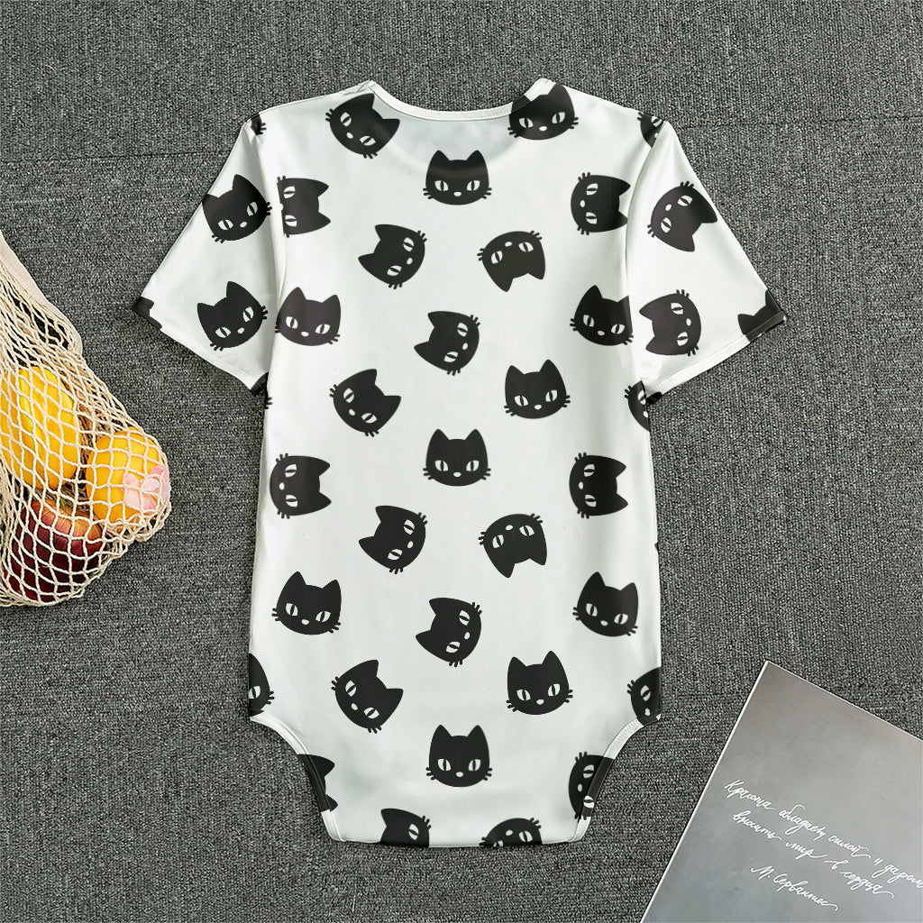 Black And White Cat Pattern Print Men's Bodysuit