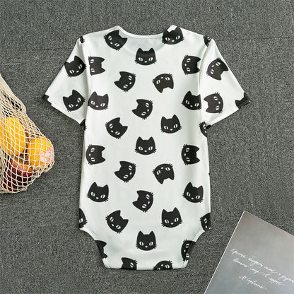 Black And White Cat Pattern Print Men's Bodysuit