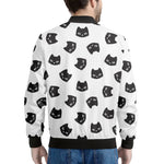 Black And White Cat Pattern Print Men's Bomber Jacket