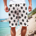 Black And White Cat Pattern Print Men's Cargo Shorts