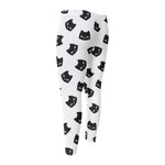 Black And White Cat Pattern Print Men's Compression Pants