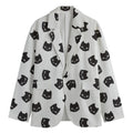 Black And White Cat Pattern Print Men's Cotton Blazer