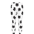 Black And White Cat Pattern Print Men's Leggings