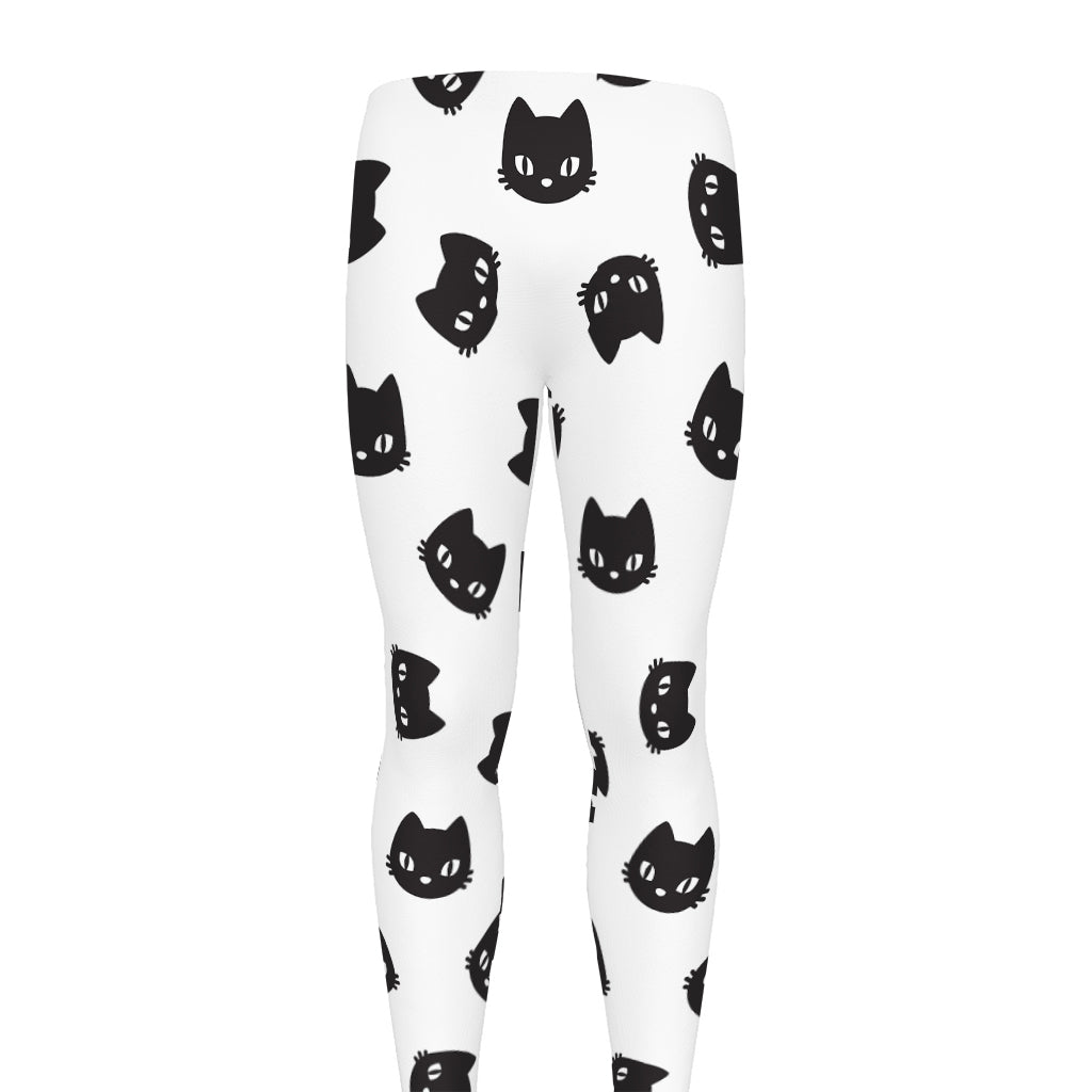 Black And White Cat Pattern Print Men's leggings