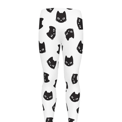 Black And White Cat Pattern Print Men's leggings