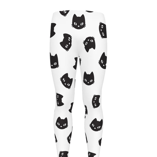 Black And White Cat Pattern Print Men's leggings