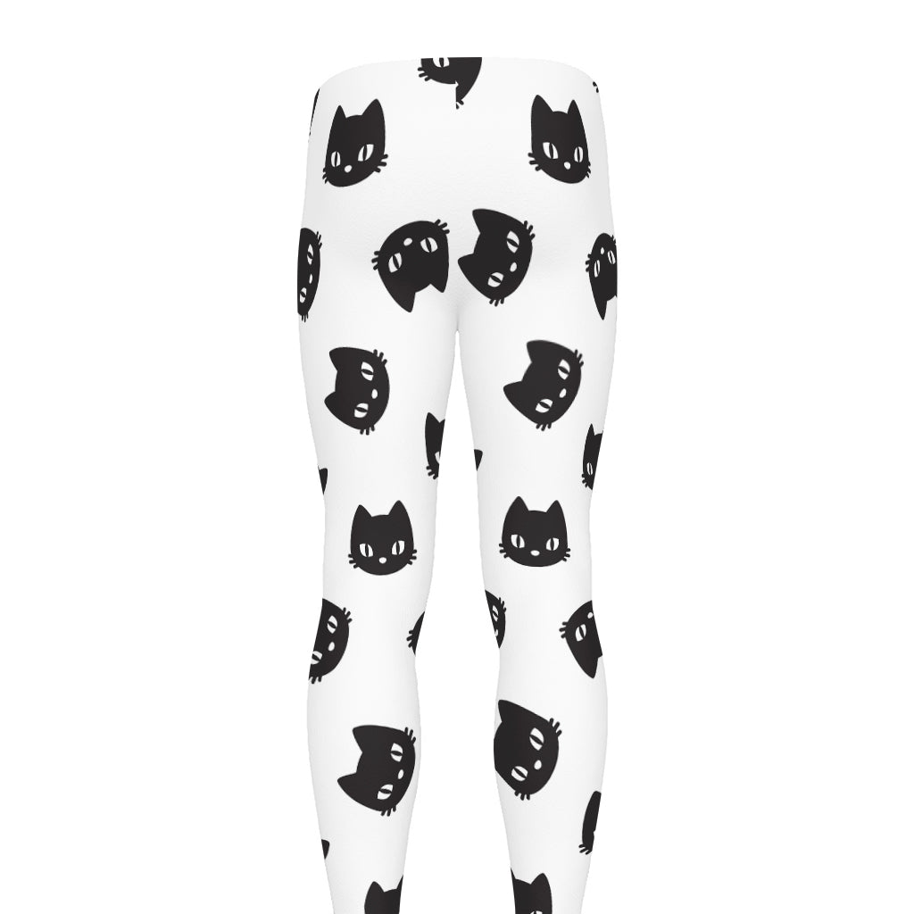 Black And White Cat Pattern Print Men's leggings