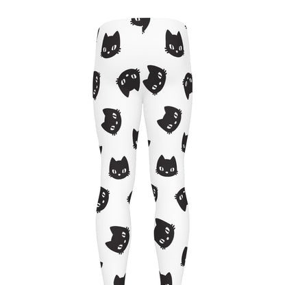 Black And White Cat Pattern Print Men's leggings