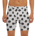 Black And White Cat Pattern Print Men's Long Boxer Briefs