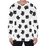 Black And White Cat Pattern Print Men's Long Sleeve T-Shirt