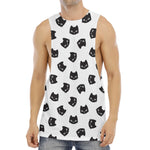 Black And White Cat Pattern Print Men's Muscle Tank Top