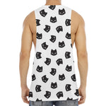 Black And White Cat Pattern Print Men's Muscle Tank Top