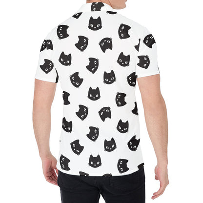 Black And White Cat Pattern Print Men's Shirt