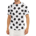 Black And White Cat Pattern Print Men's Short Sleeve Rash Guard