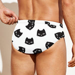 Black And White Cat Pattern Print Men's Swim Briefs