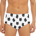 Black And White Cat Pattern Print Men's Triangle Swim Briefs