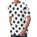 Black And White Cat Pattern Print Men's Velvet T-Shirt