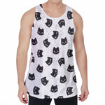 Black And White Cat Pattern Print Men's Velvet Tank Top