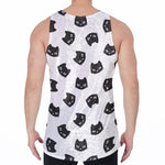 Black And White Cat Pattern Print Men's Velvet Tank Top