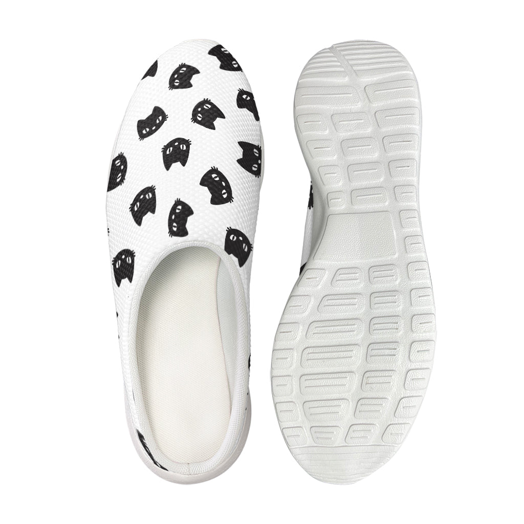 Black And White Cat Pattern Print Mesh Casual Shoes