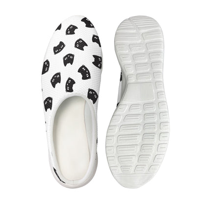 Black And White Cat Pattern Print Mesh Casual Shoes