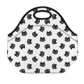 Black And White Cat Pattern Print Neoprene Lunch Bag