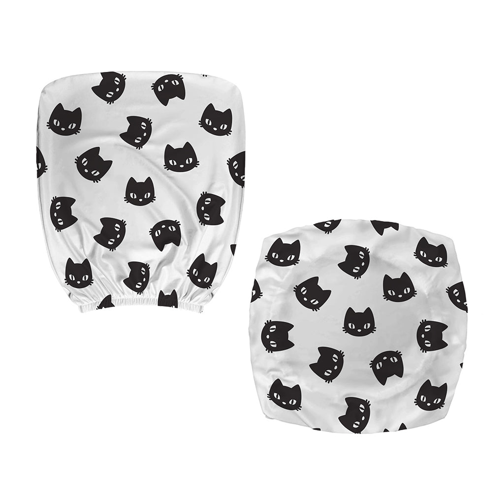 Black And White Cat Pattern Print Office Chair Cover