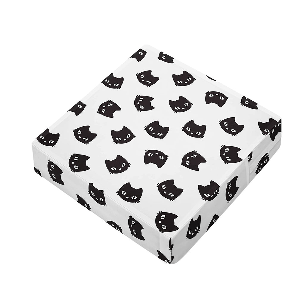 Black And White Cat Pattern Print Outdoor Seat Cushion Cover