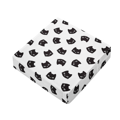 Black And White Cat Pattern Print Outdoor Seat Cushion Cover