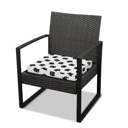 Black And White Cat Pattern Print Outdoor Seat Cushion Cover