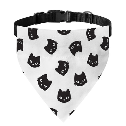 Black And White Cat Pattern Print Over The Collar Dog Bandana