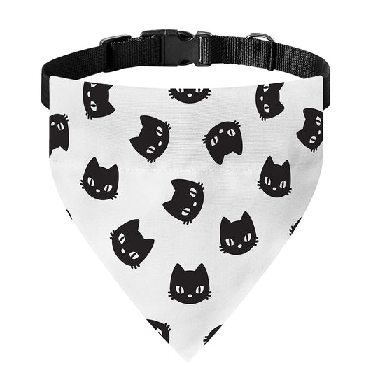 Black And White Cat Pattern Print Over The Collar Dog Bandana