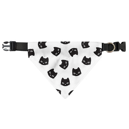 Black And White Cat Pattern Print Over The Collar Dog Bandana