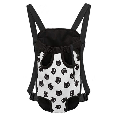 Black And White Cat Pattern Print Pet Carrier Backpack