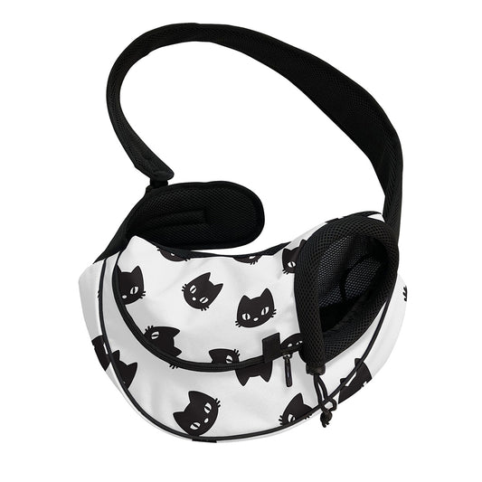 Black And White Cat Pattern Print Pet Sling Carrier