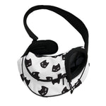 Black And White Cat Pattern Print Pet Sling Carrier